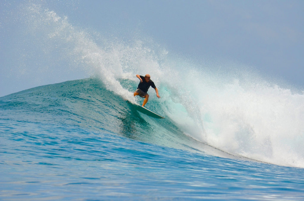 Cut Back Move while Surfing the Maldives