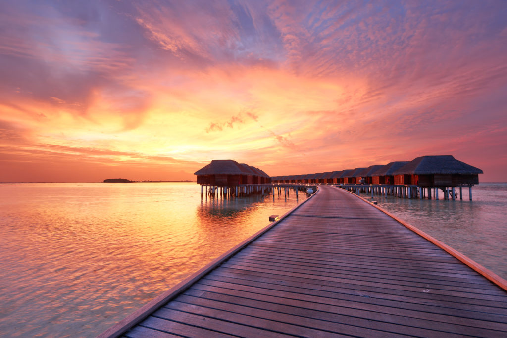 Sunset off the Maldives