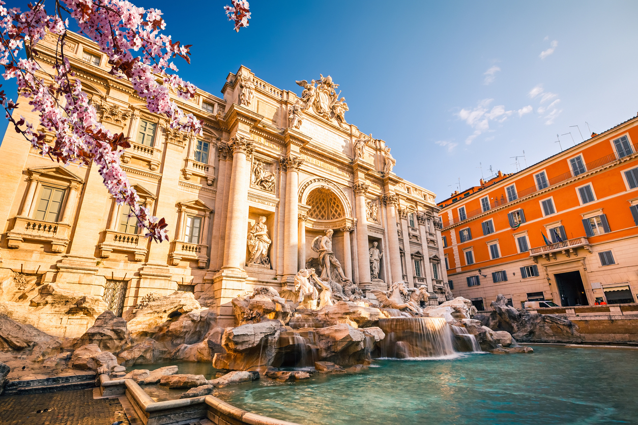 Fountain di Trevi at spring