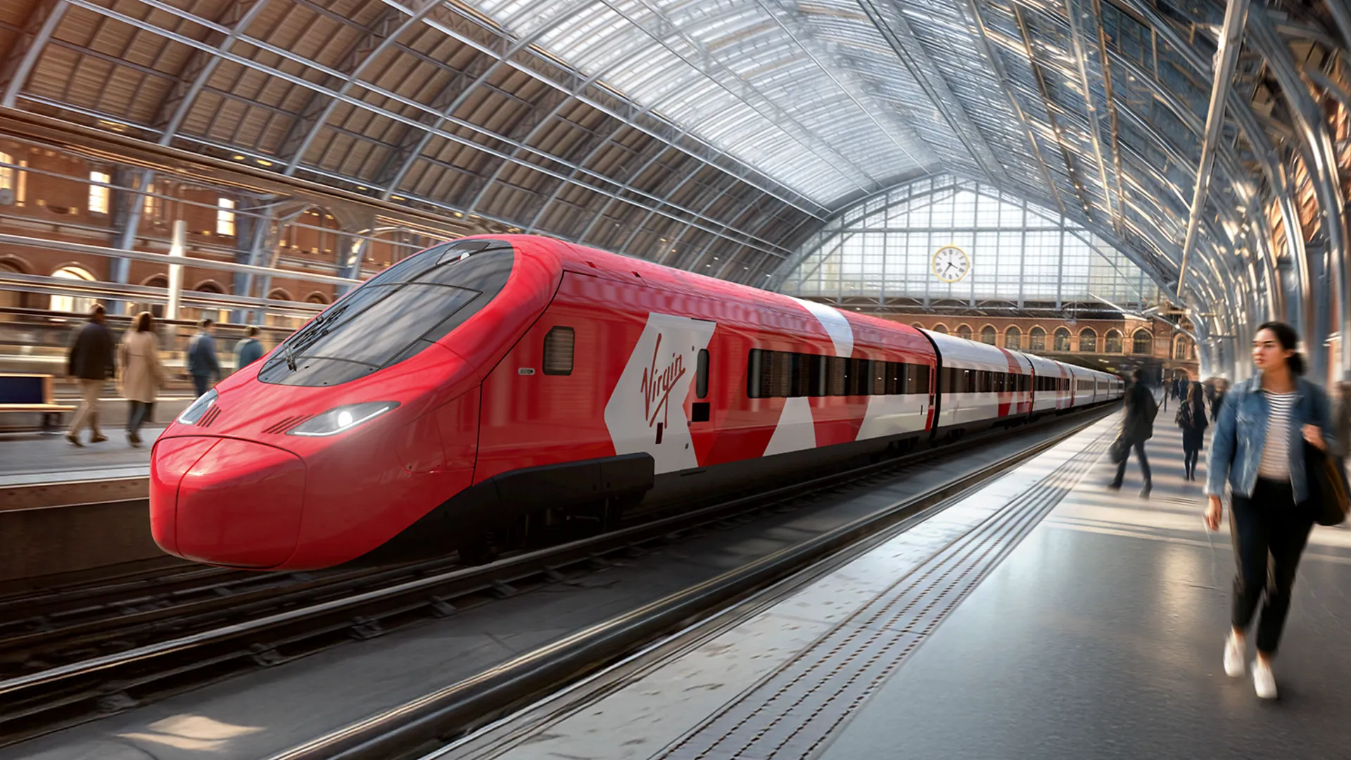A Virgin Trains Channel Tunnel Train at Kings Cross St Pancras London