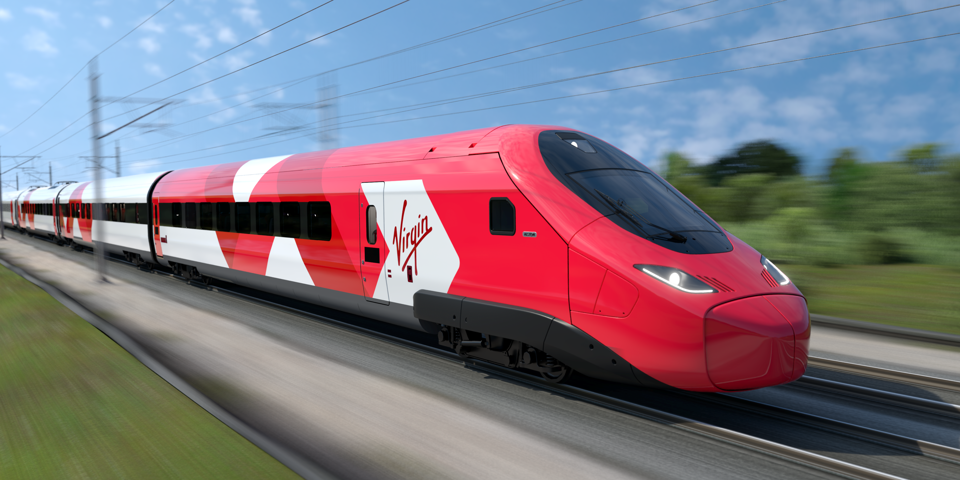A Virgin Trains Channel Tunnel Train travelling