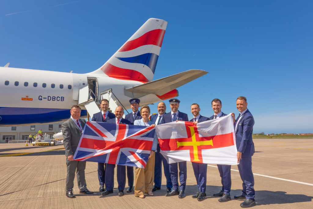 British Airways crew celebrate inaugural flight to Guernsey